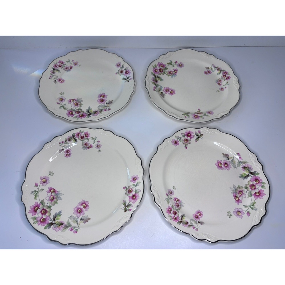 SET 4 ~Vintage Virginia Rose Homer Laughlin 9 1/4" Plate Made In USA